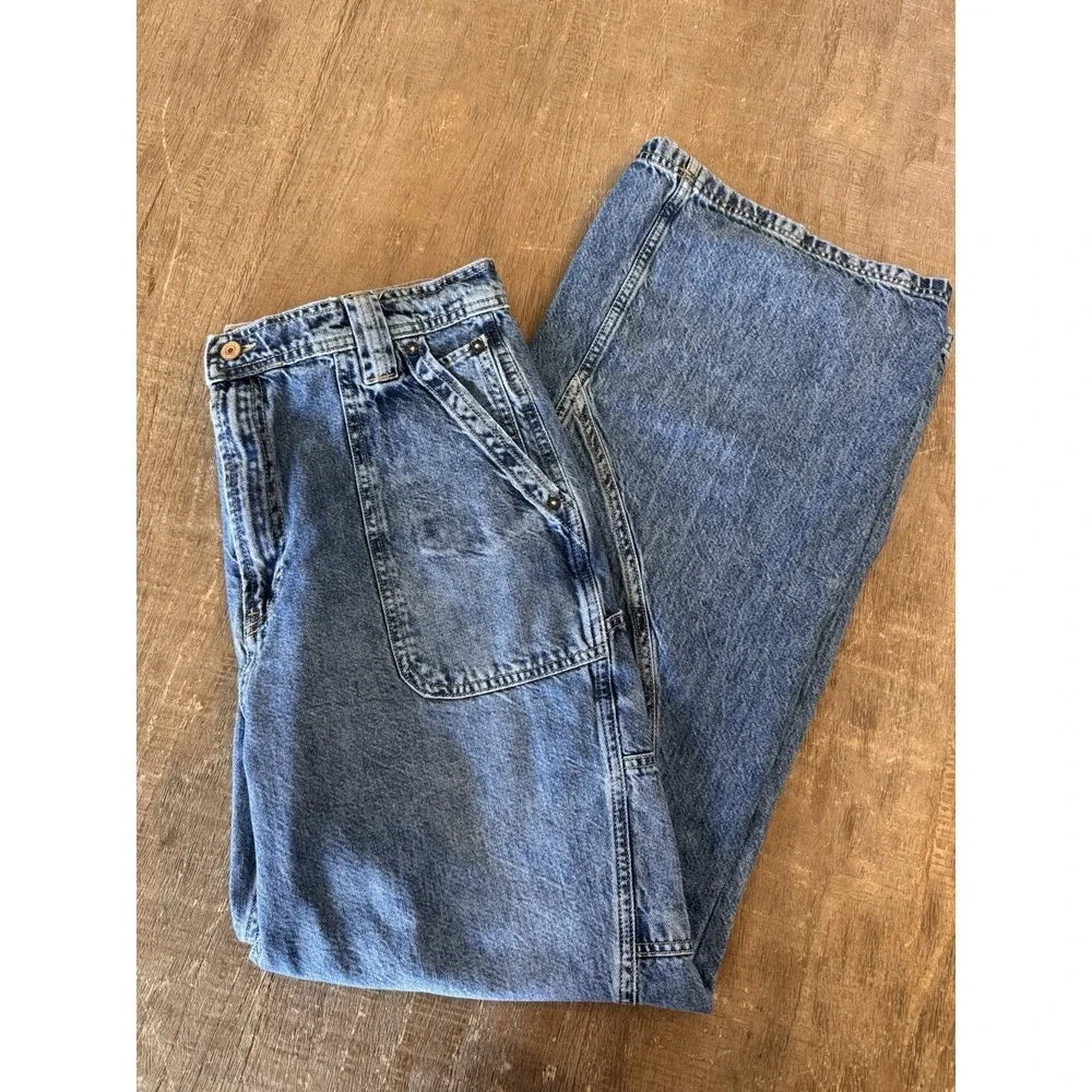 Free People We The Free Haywire High-Rise Wide‎ Leg Jeans Blue Size 31